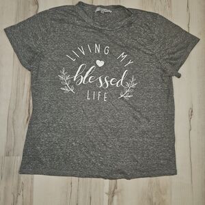 Gaze "Living My Blessed Life" Graphic Tee - Heather Gray - Women's Size Medium